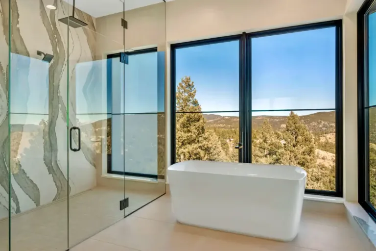 Pine mountaintop retreat custom home master bathroom