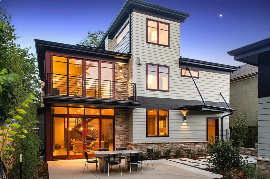 Modern custom home exterior by Jackson Design Build in Colorado