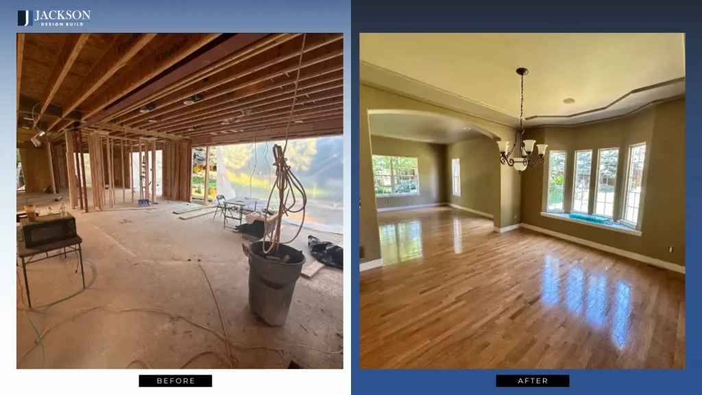 Before and after home remodeling transformation in Denver