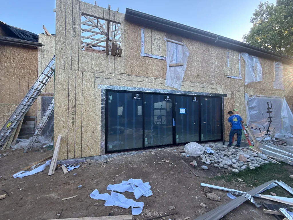 Home remodel construction with framing and new windows in Parker, CO